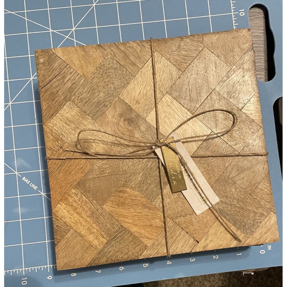 Natural Wood Trivets for Hot Dishes Set Sturdy 9x9” Pots and Pans